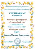 Сертификат участника конкурса фотографий "Если добрый ты" Сертификат участника конкурса фотографий "Если добрый ты"